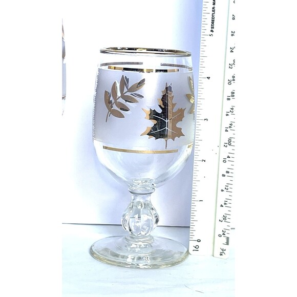 Vintage Libbey Golden Foliage Frosted Glassware – Set of 5 – 1950s Mid-Century B - Picture 10 of 16